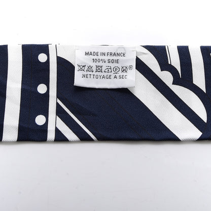 Hermes Silk Faubourg Rainbow Twilly Marine Blanc 2 of 4