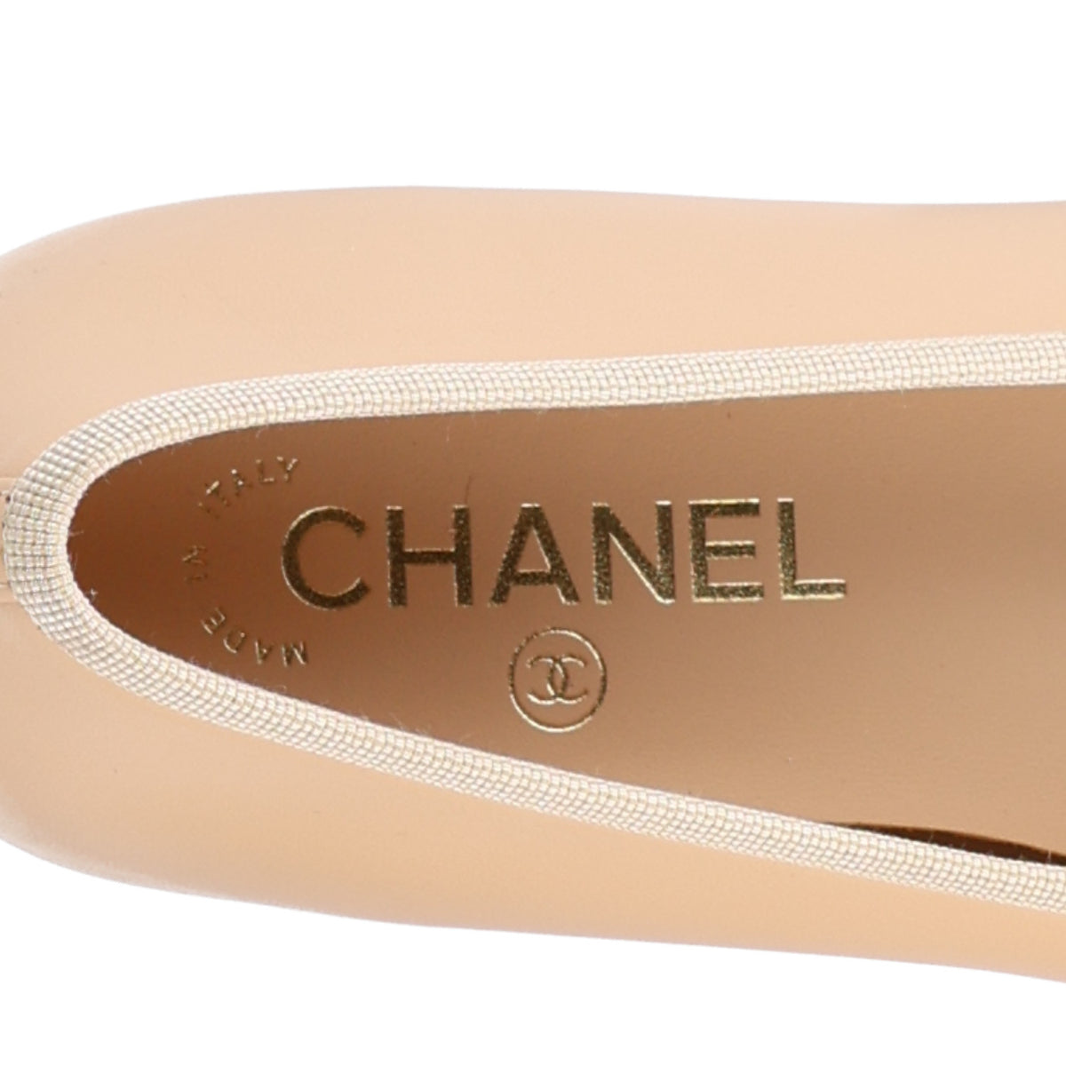 Chanel Lambskin Cap Toe CC Ballerina Flats 40.5 Beige Black 7 of 9