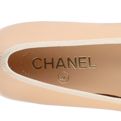 Chanel Lambskin Cap Toe CC Ballerina Flats 40.5 Beige Black 7 of 9