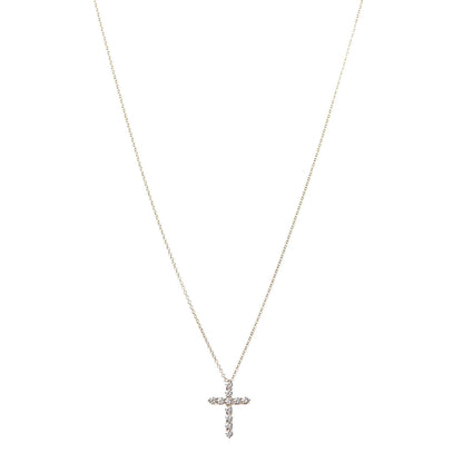 Tiffany 18K Yellow Gold Diamond Small Cross Pendant Necklace 1 of 7