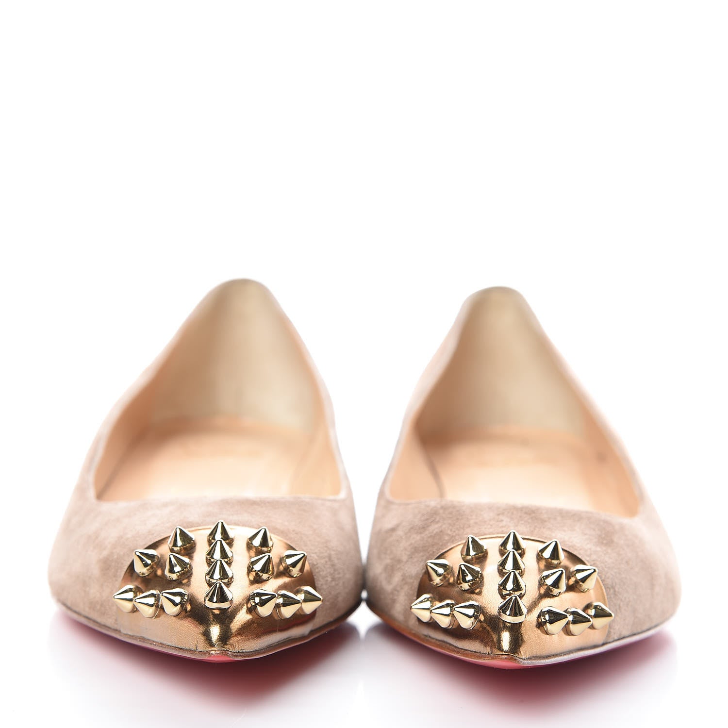 Christian Louboutin Veau Velours Patent Geo Flats 38 Taupe 2 of 7