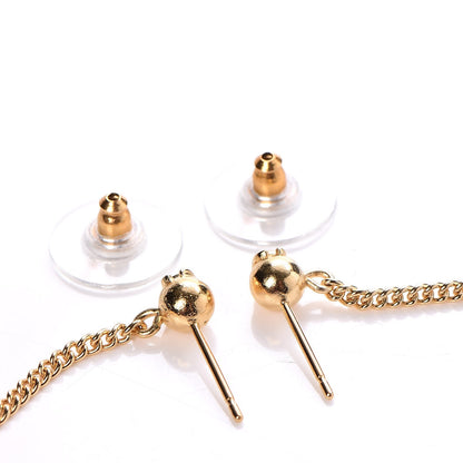 Chanel CC Drop Earrings Matte Gold 4 of 5