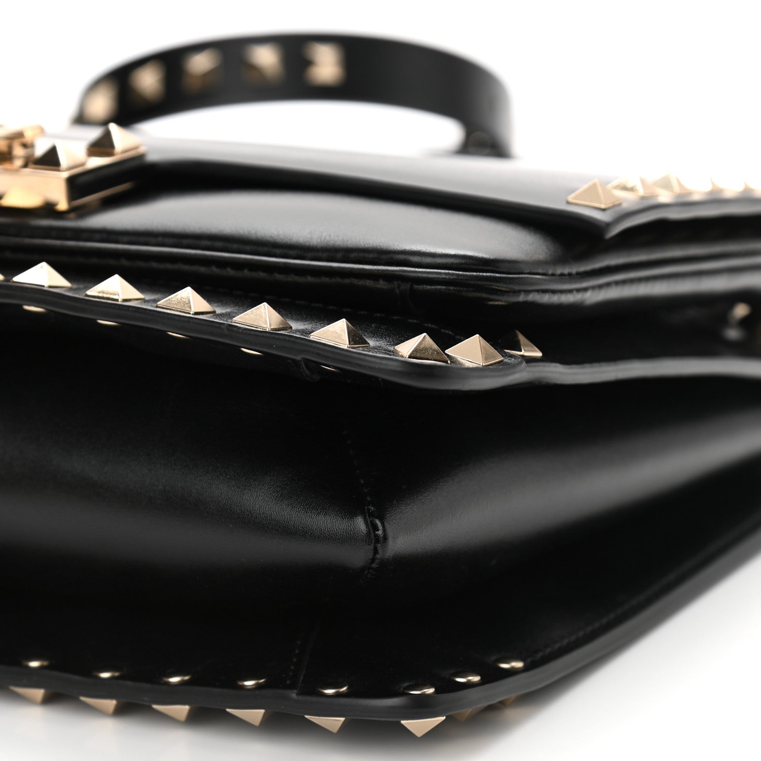Valentino Garavani Vitello Rockstud Top Handle Shoulder Bag Black 9 of 10