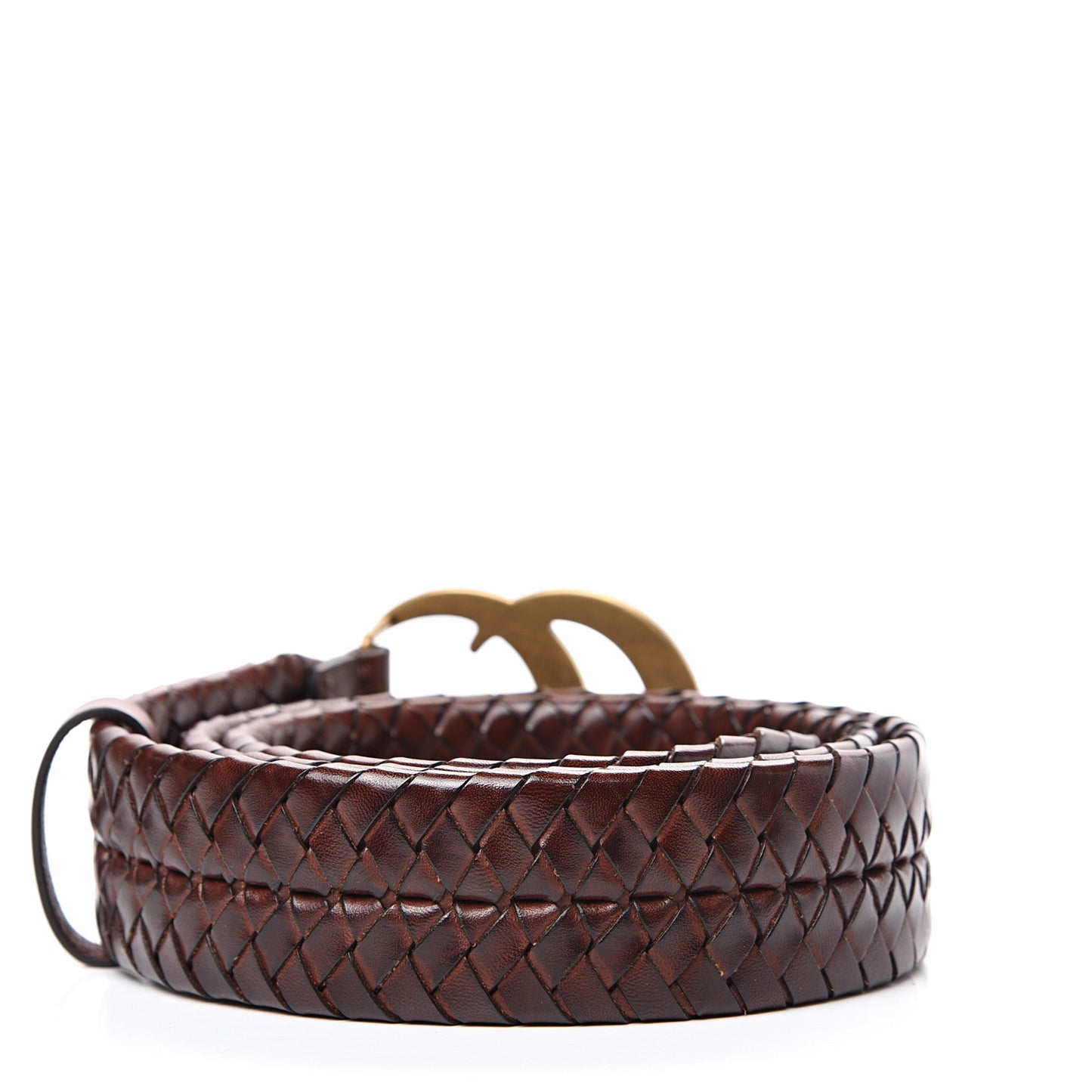 Calfskin Braided Double G 40mm Belt 85 34 Cuoio Bruciato