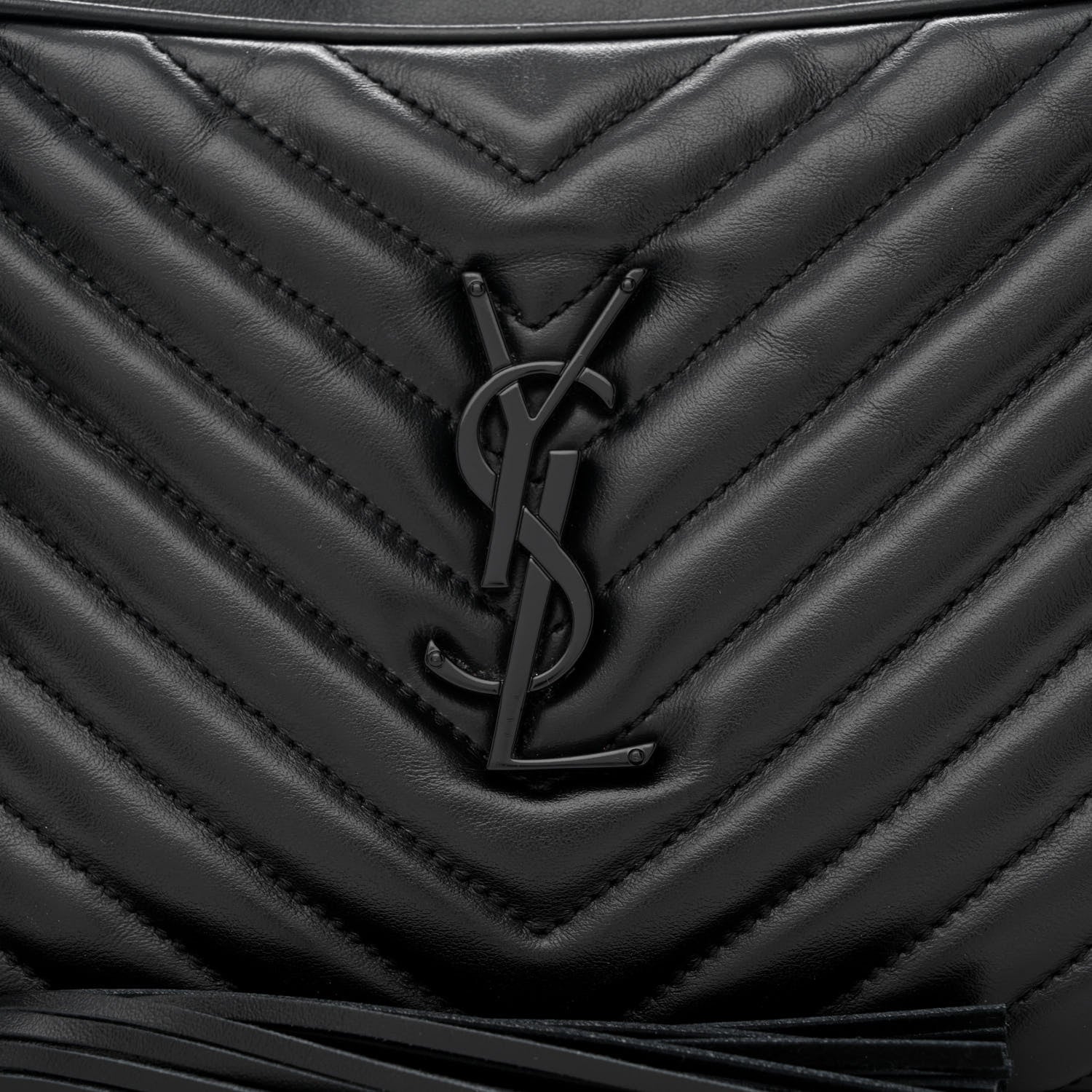Saint Laurent Calfskin Matelasse Monogram Monochrome Lou Camera Bag Black 8 of 13