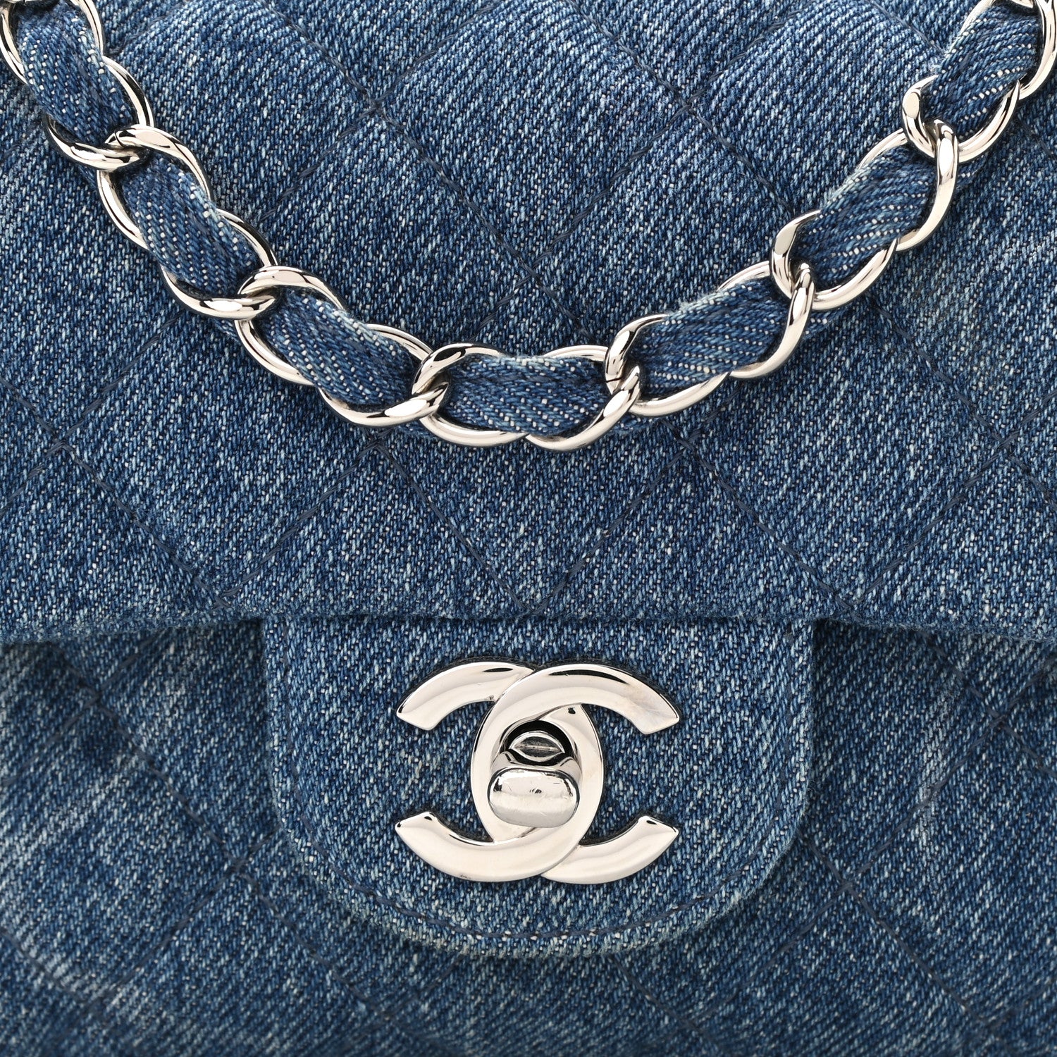 Chanel Denim CC Quilted Mini Square Flap Blue 8 of 12