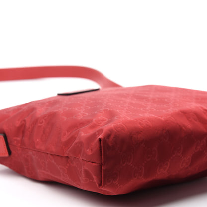 Gucci Nylon Monogram Dollar Calfskin Flat Messenger Bag Vibrant Red 6 of 10