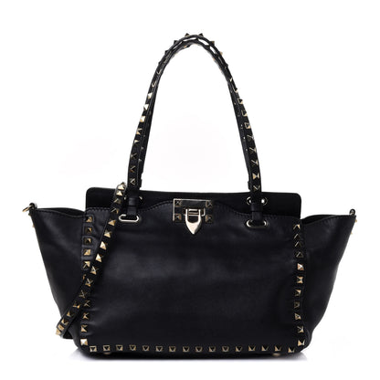 Valentino Garavani Vitello Small Rockstud Tote Black 1 of 5