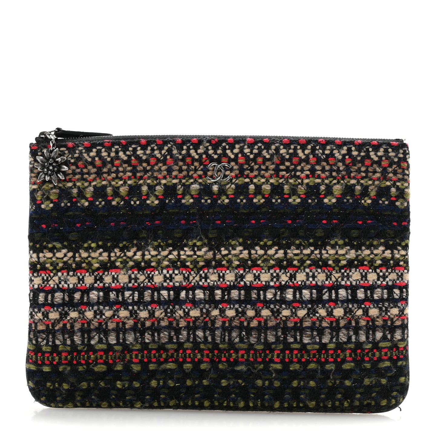Tweed Quilted Medium Cosmetic Case Black