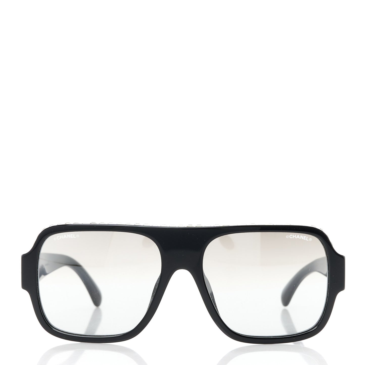 Acetate Crystal CC Shield Sunglasses 71431A Black Silver