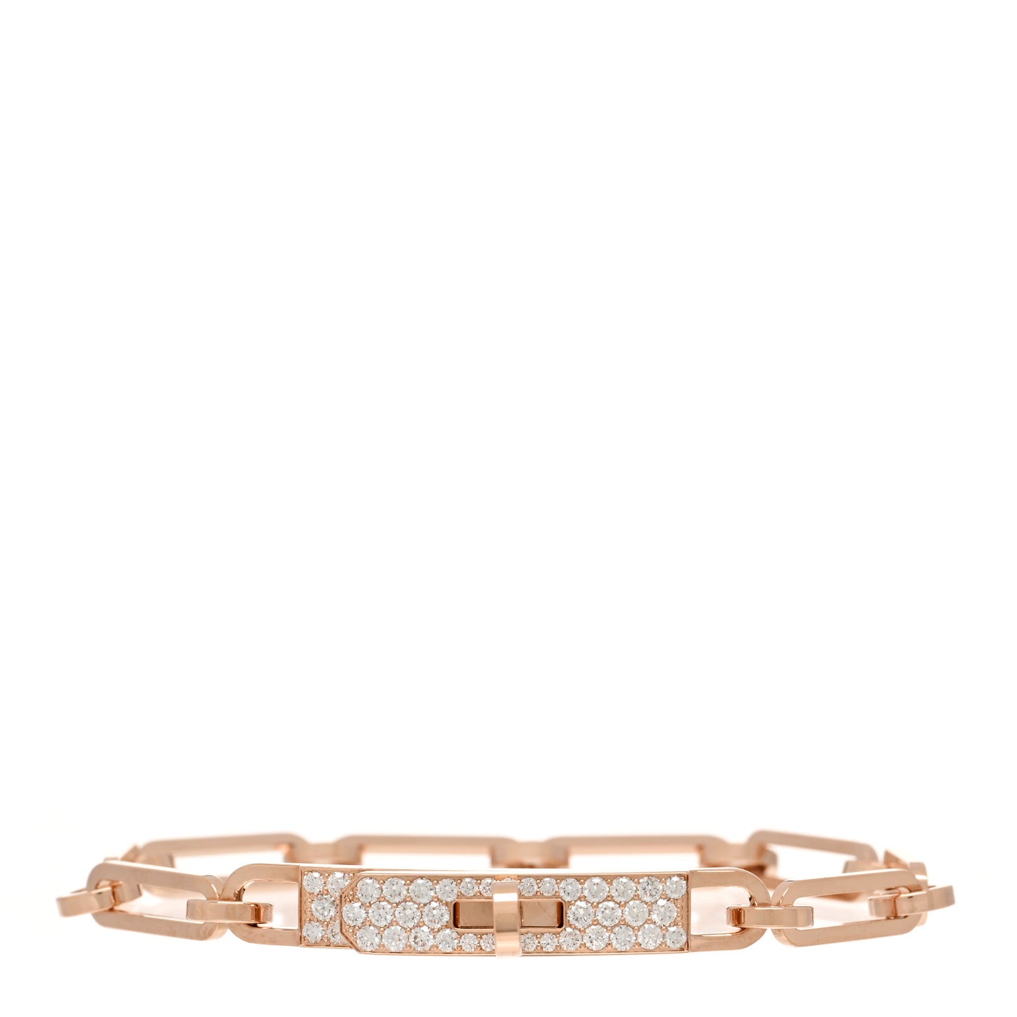 18K Rose Gold Diamond Pave PM Kelly Chaine Bracelet SH