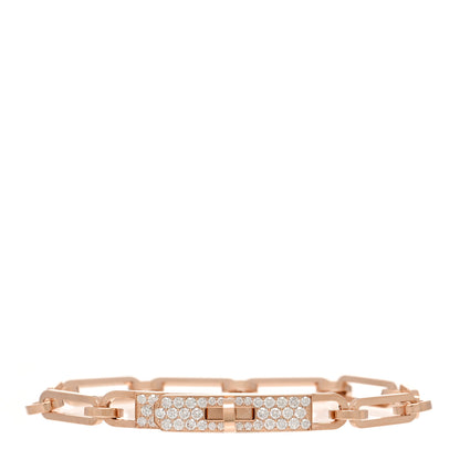 Hermes 18K Rose Gold Diamond Pave PM Kelly Chaine Bracelet SH 1 of 4