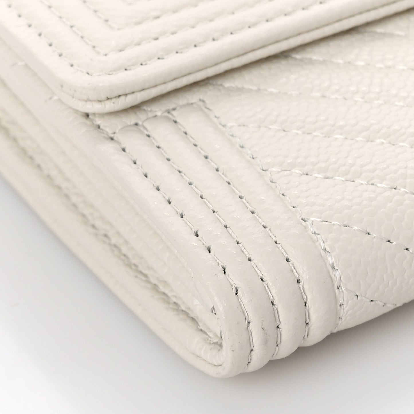 Caviar Chevron Quilted Boy Flap Wallet White