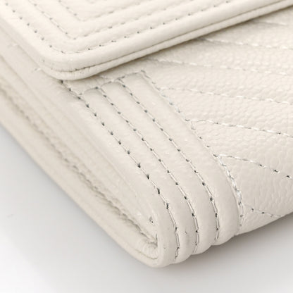 Chanel Caviar Chevron Quilted Boy Flap Wallet White 8 of 10