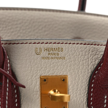 Hermes Togo Horseshoe Birkin 25 Nata Rouge H 6 of 9