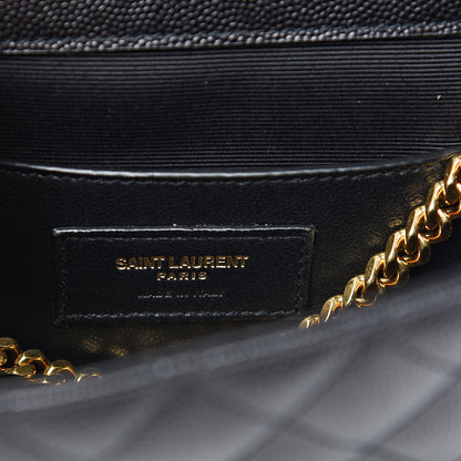 Saint Laurent Grain De Poudre Textured Mixed Matelasse Triquilt Small Monogram Satchel Black 6 of 10