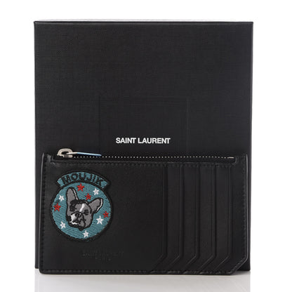 Saint Laurent Calfskin Moujik Patch Fragments Zip Pouch Card Holder Black 7 of 7