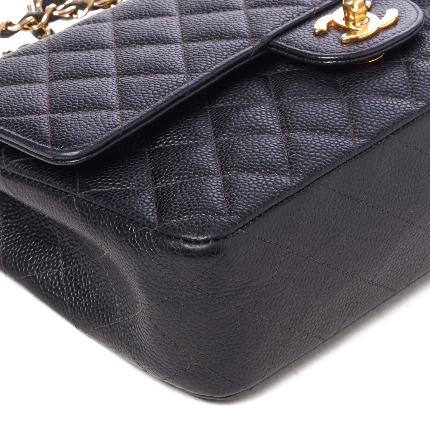 Caviar Quilted Medium Double Flap Black