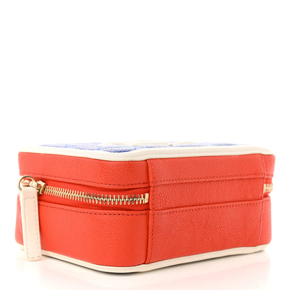 Chanel Caviar Quilted Small CC Filigree Vanity Case Blue White Red 4 of 10