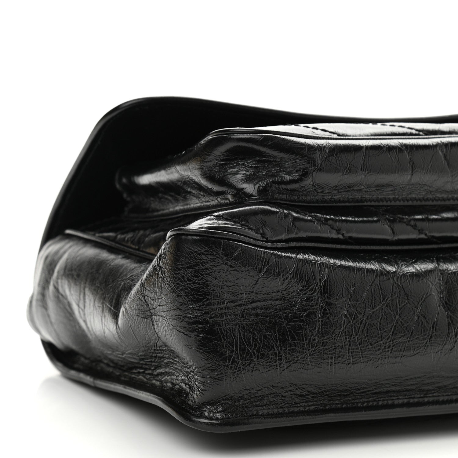 Saint Laurent Crinkled Calfskin Matelasse Monogram Large Niki Chain Satchel Black 9 of 11