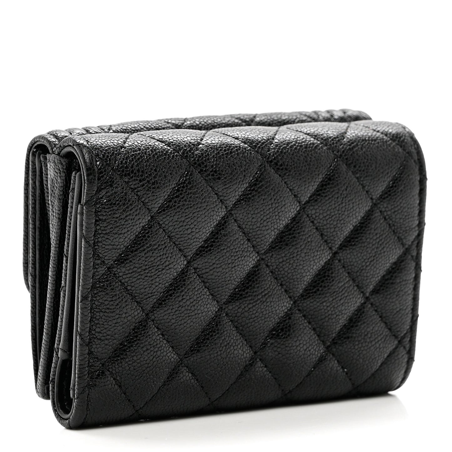 Caviar Quilted Small Boy Flap Wallet Black