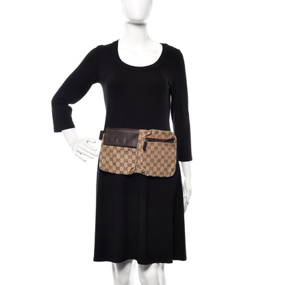 Gucci GG Monogram Web Double Pocket Belt Bag Dark Brown 2 of 9