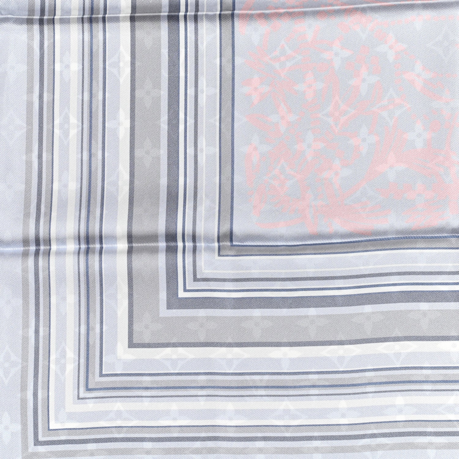 Louis Vuitton Silk LV Monogram Square Scarf Grey 3 of 4