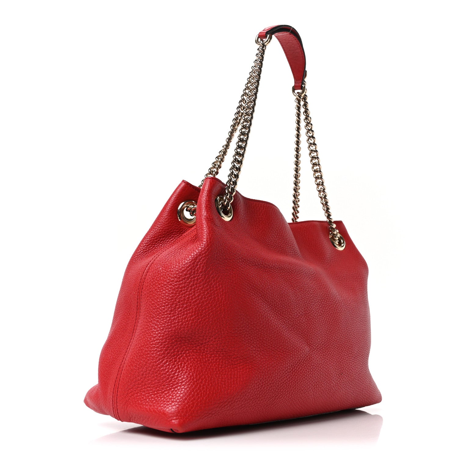 Gucci Pebbled Calfskin Medium Soho Chain Shoulder Bag Tabasco Red 3 of 10