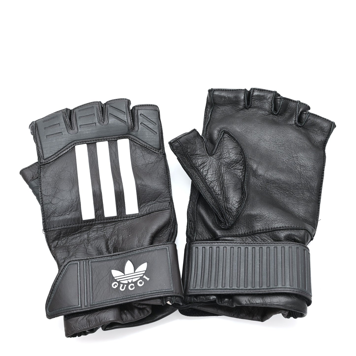 X ADIDAS Nappa Fingerless Short Gloves 8.5 S Black