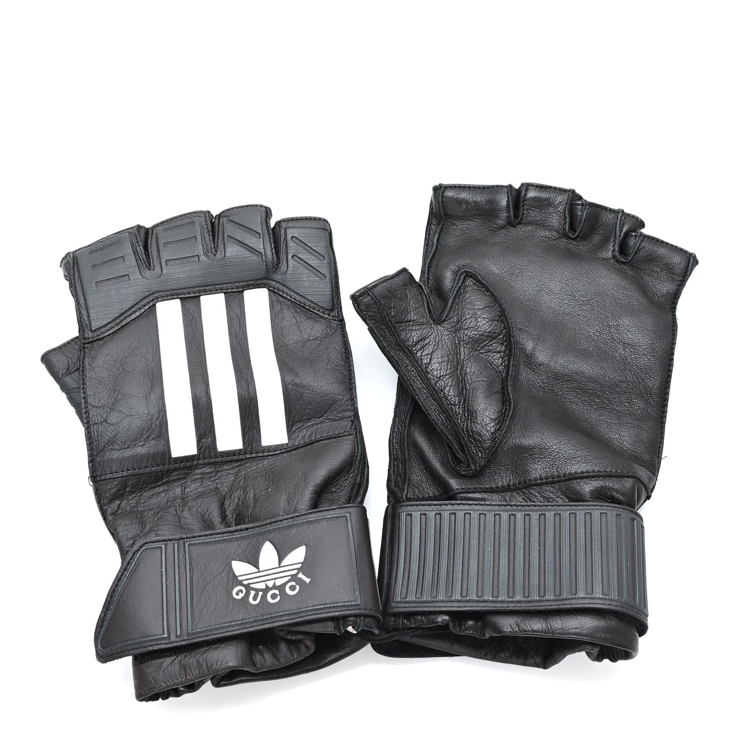 Gucci X ADIDAS Nappa Fingerless Short Gloves 8.5 S Black 1 of 4