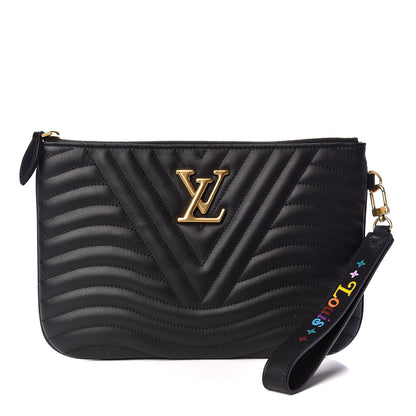 Louis Vuitton Calfskin New Wave Zipped Pochette Black 1 of 9
