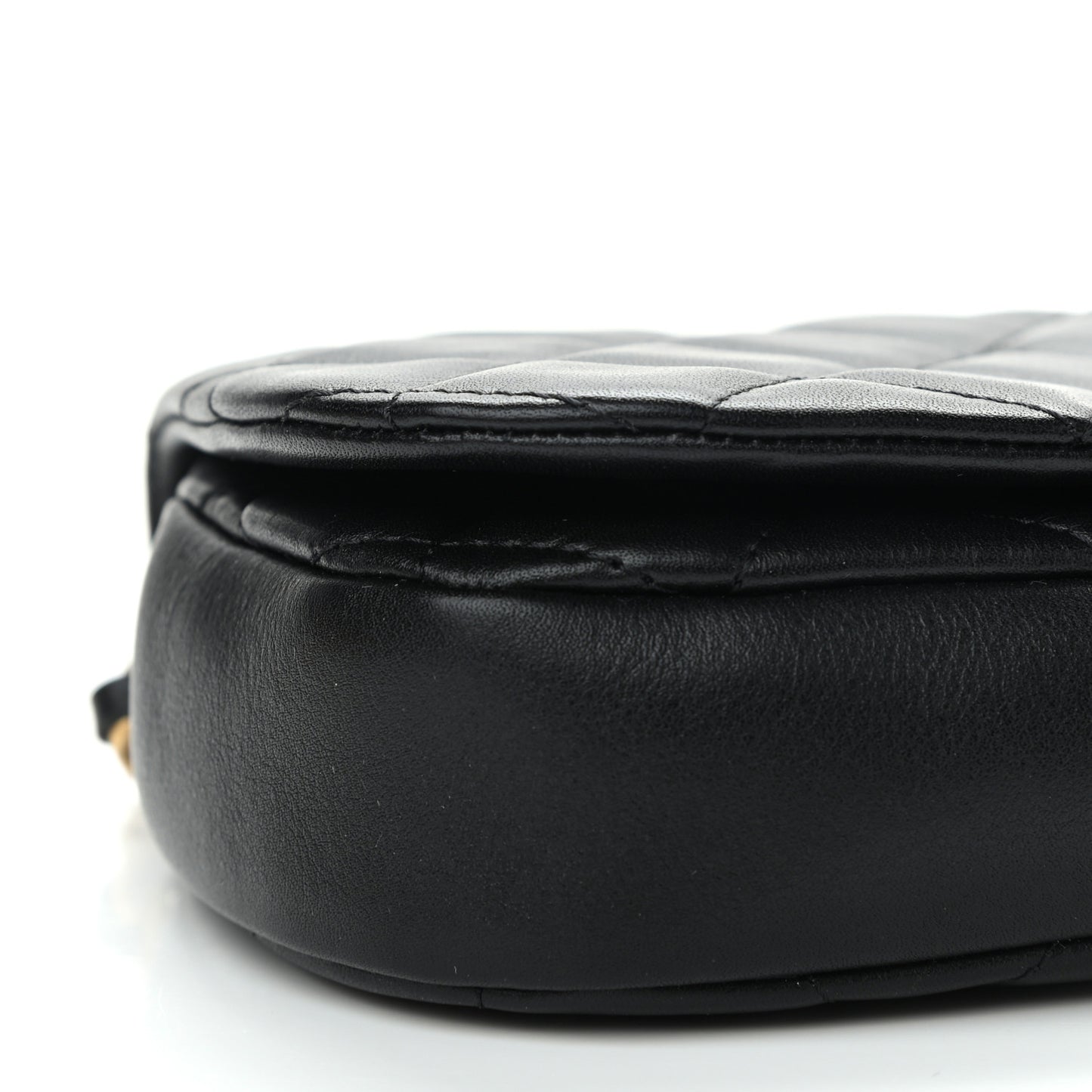 Calfskin Quilted Coco Mail Clutch With Chain Black