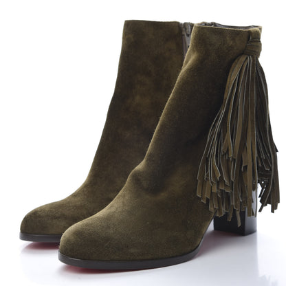 Christian Louboutin Veau Velours Jimmynetta 70 Ankle Boots 37 Bronze Tomoro Luc 3 of 12