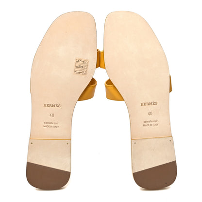 Hermes Box Calfskin Oran Sandals 40 Jaune Citron 5 of 8