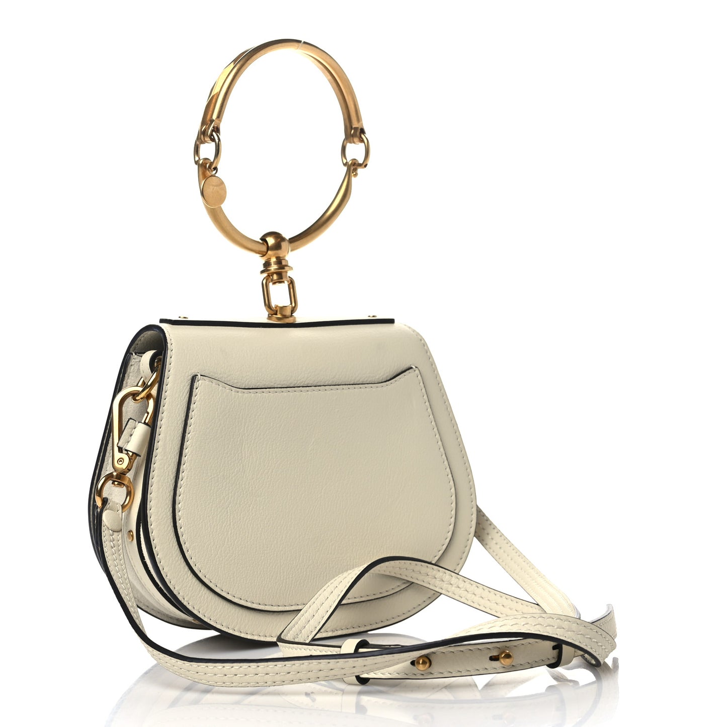 Calfskin Suede Small Nile Bracelet Bag Off White