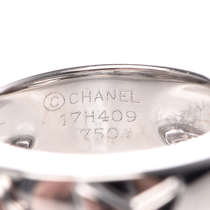 Chanel 18K White Gold Diamond Camelia Band Ring 49 5 5 of 6