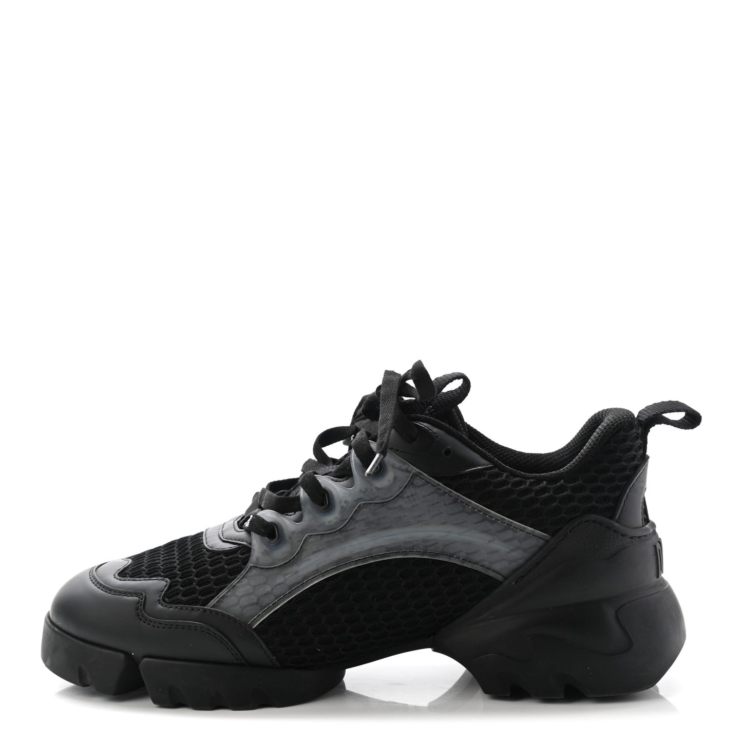 Mesh Calfskin Womens D-Connect Sneakers 38 Black