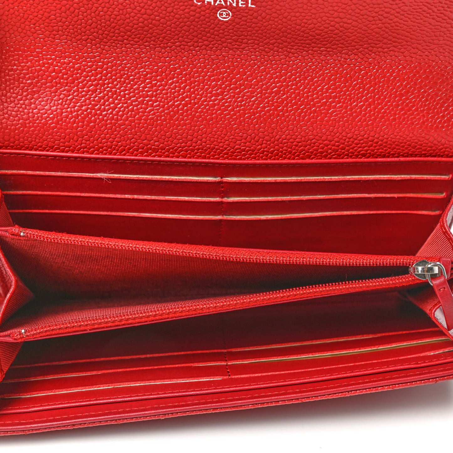 Caviar Quilted Large Gusset Flap Wallet Red