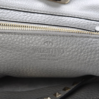 Valentino Garavani Pebbled Calfskin Medium Rockstud Tote Grey 6 of 11