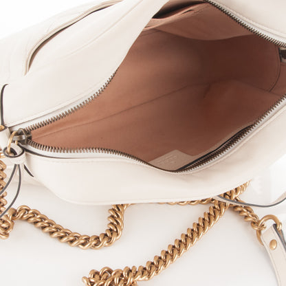 Gucci Calfskin Matelasse Medium GG Marmont Chain Shoulder Bag Mystic White 5 of 11