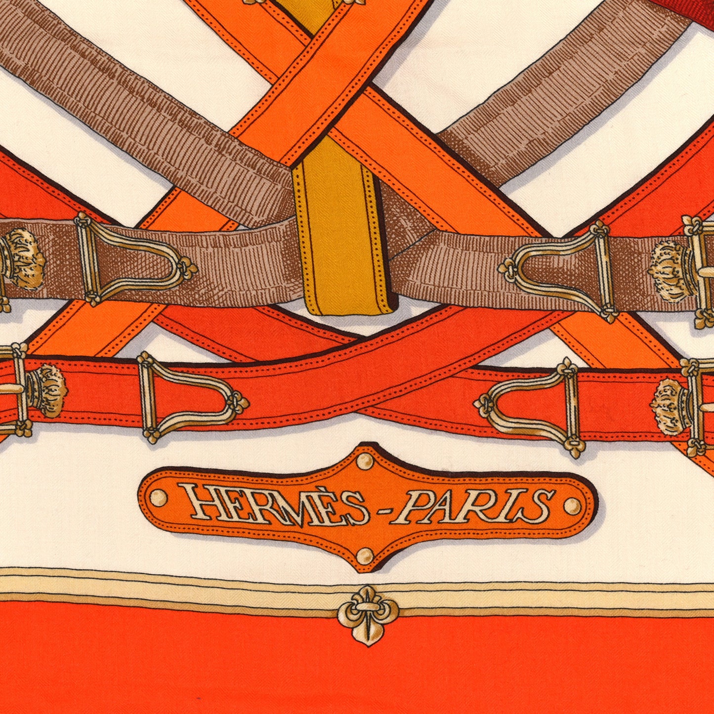 Cashmere Silk Cavalcadour Shawl 140 Orange White Brun