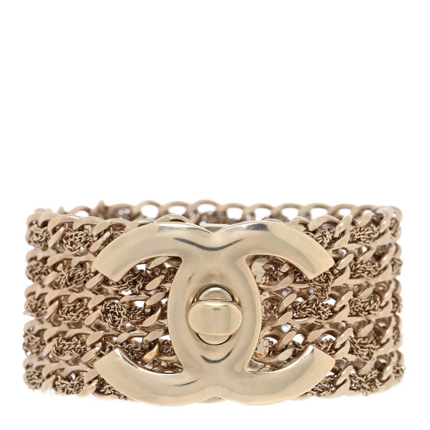 Metal CC Turnlock Multistrand Chain Bracelet Gold