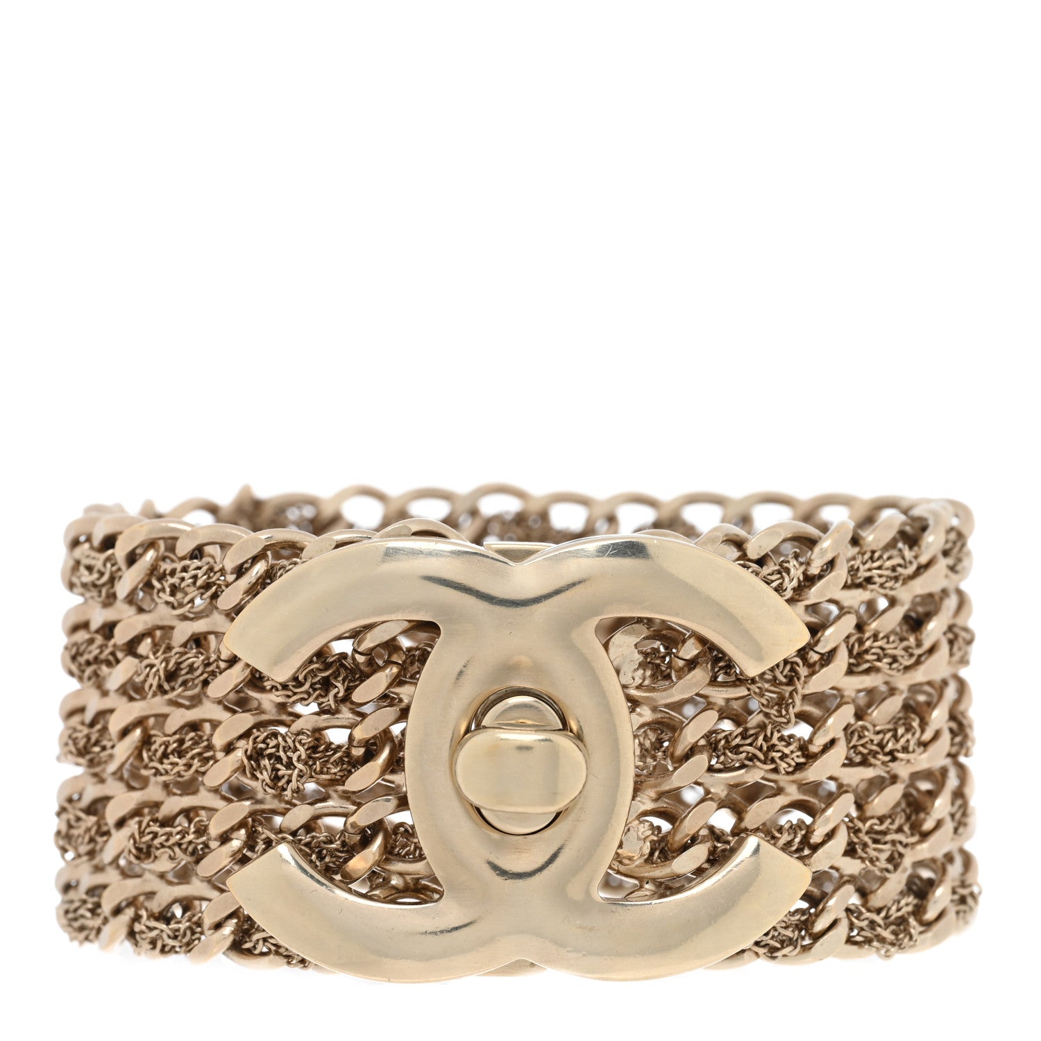 Chanel Metal CC Turnlock Multistrand Chain Bracelet Gold 1 of 5