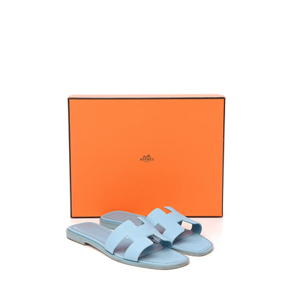 Hermes Epsom Oran Sandals 37.5 Bleu Littoral 11 of 11