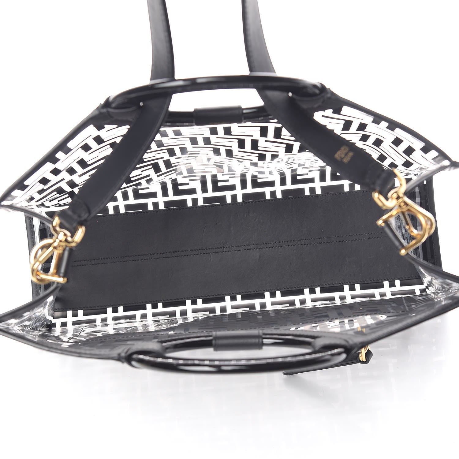 Fendi TPU FF Vitello Century Plexiglass Medium Runaway Shopper Tote Black 5 of 9