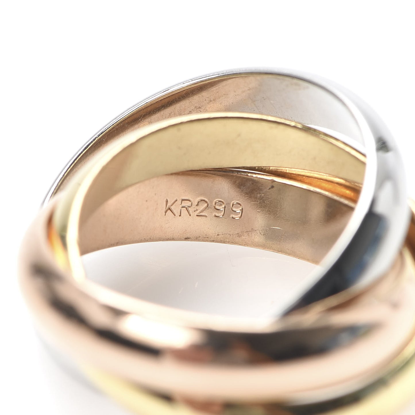 18K Pink Yellow White Gold Large Trinity Ring 52 6