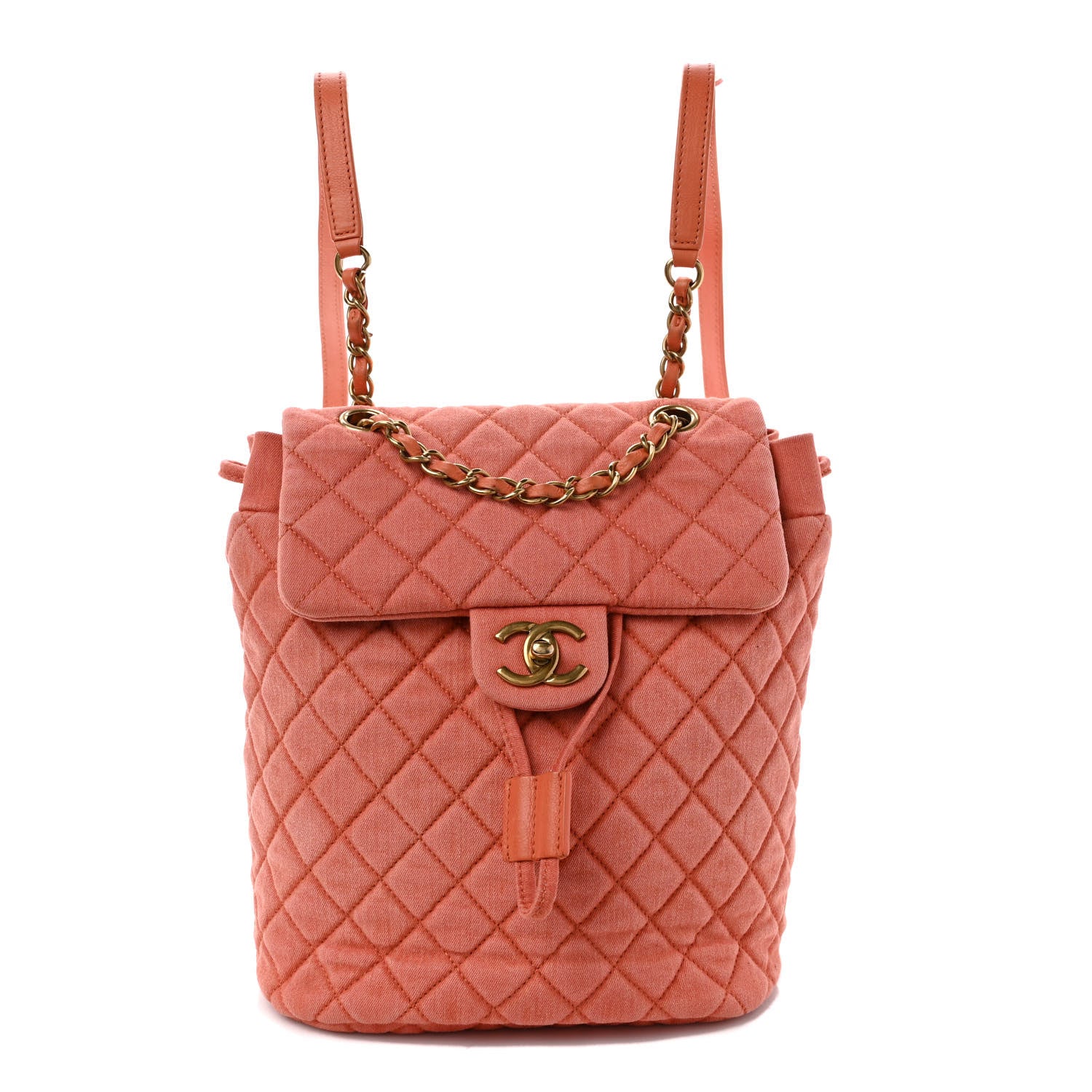 Chanel Washed Denim Quilted Small Urban Spirit Backpack Orange 1 of 8