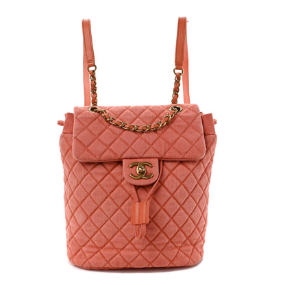 Chanel Washed Denim Quilted Small Urban Spirit Backpack Orange 1 of 8