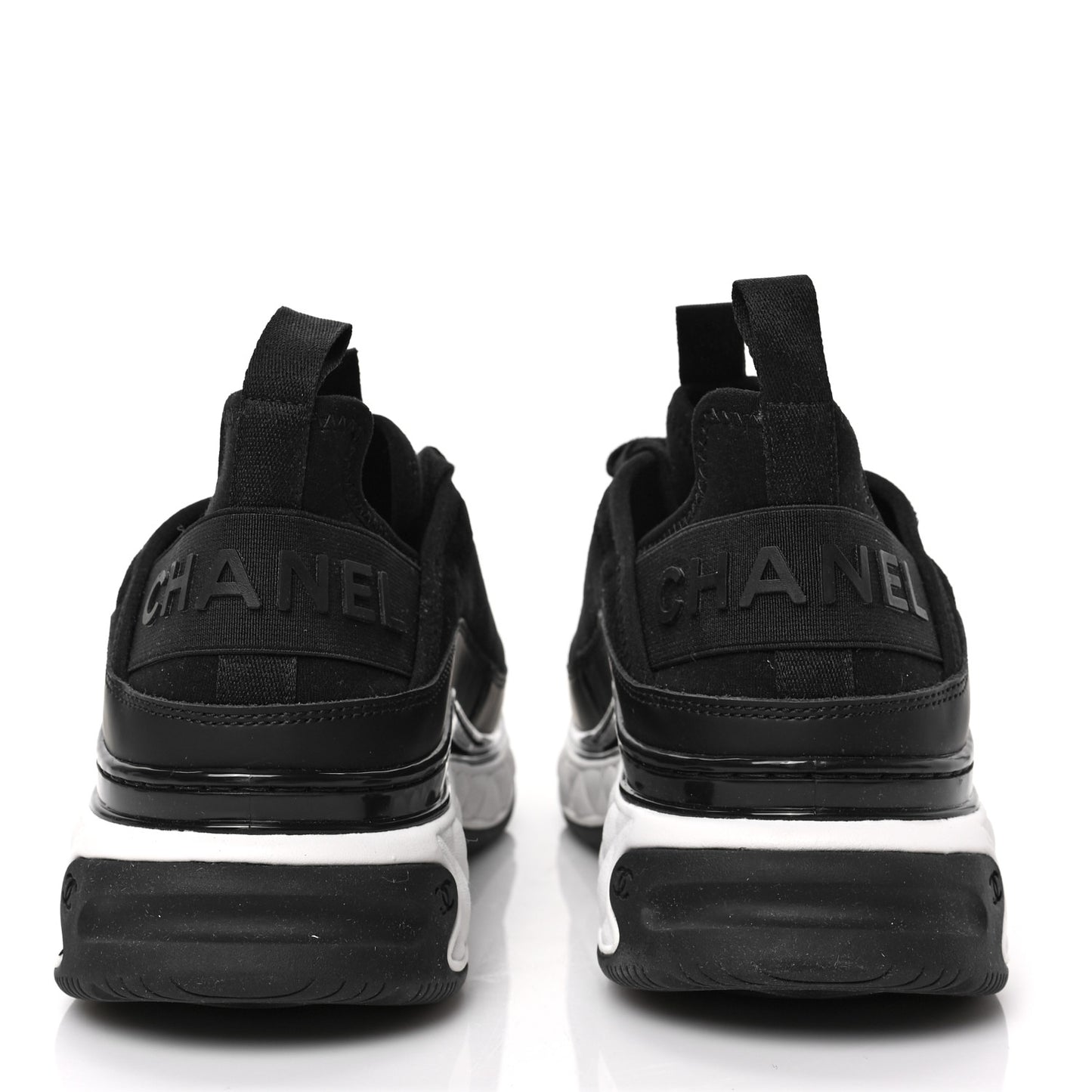 Velvet Calfskin Mixed Fibers CC Sneakers 38.5 Black