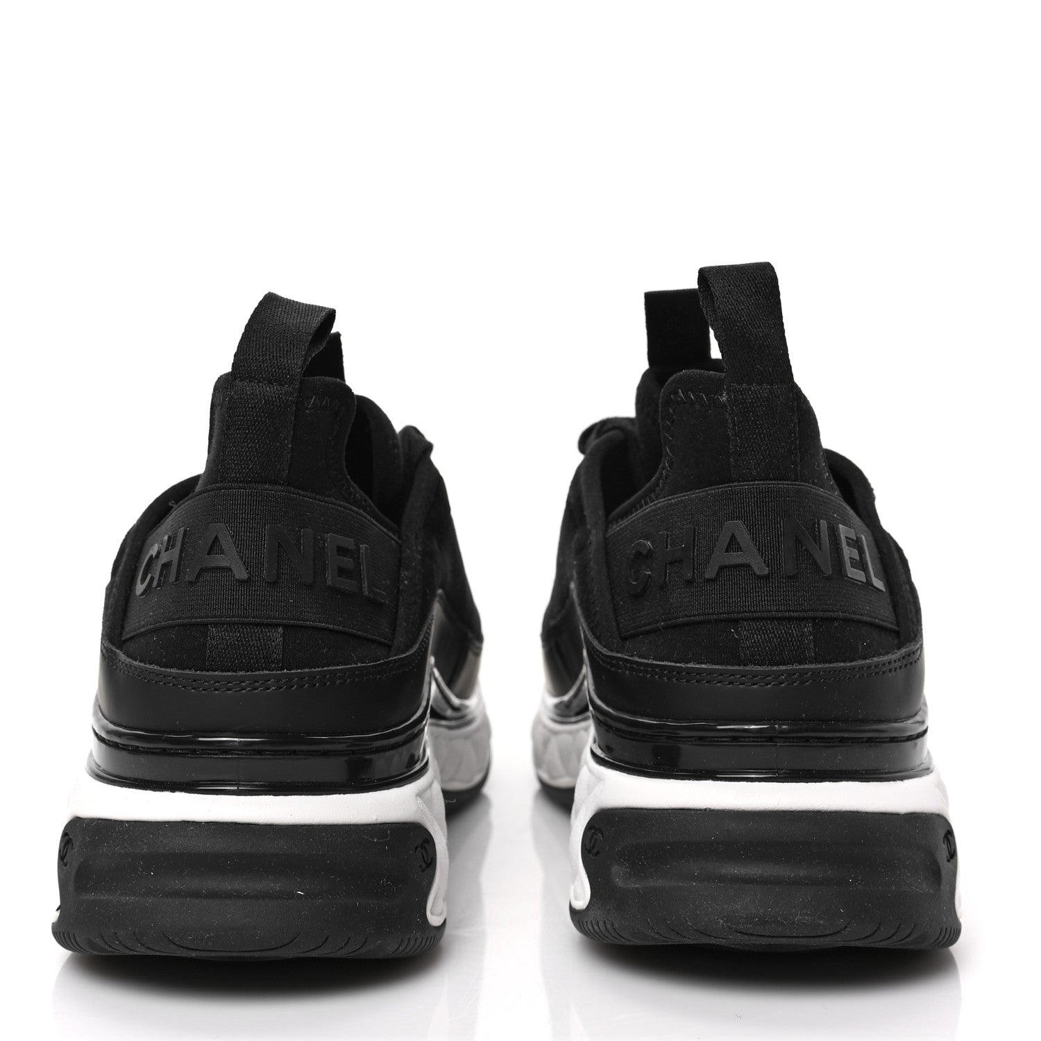 Chanel Velvet Calfskin Mixed Fibers CC Sneakers 38.5 Black 5 of 8